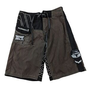 Allyance‎ Board Shorts Mens Brown Swim Surf Trunks Draw String Pockets Size 27